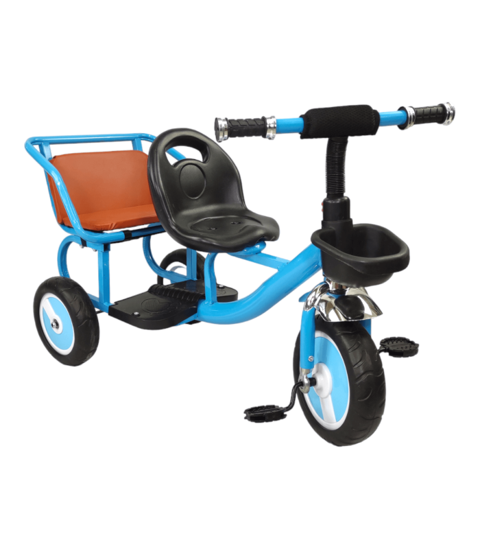 Triciclo Genérica para Niños Infantil con Dos Asientos y Canasto color Azul