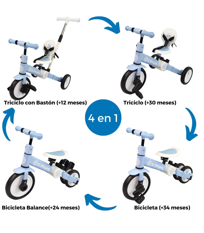 Foto 2 | Triciclo para Niños 4 en 1 Bicicleta de Equilibrio y Balance