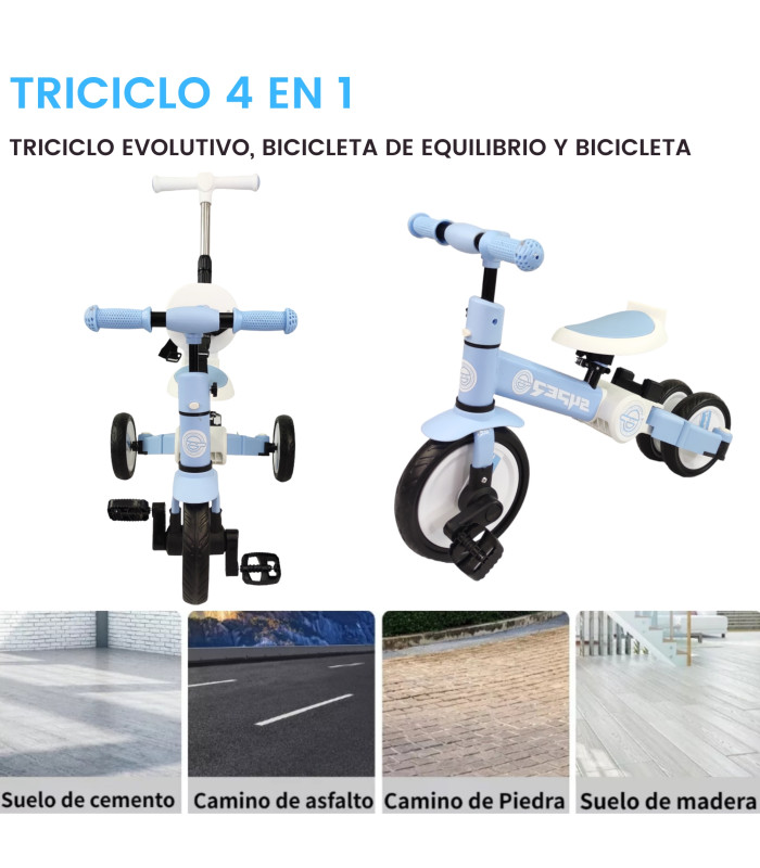 Foto 6 pulgar | Triciclo para Niños 4 en 1 Bicicleta de Equilibrio y Balance