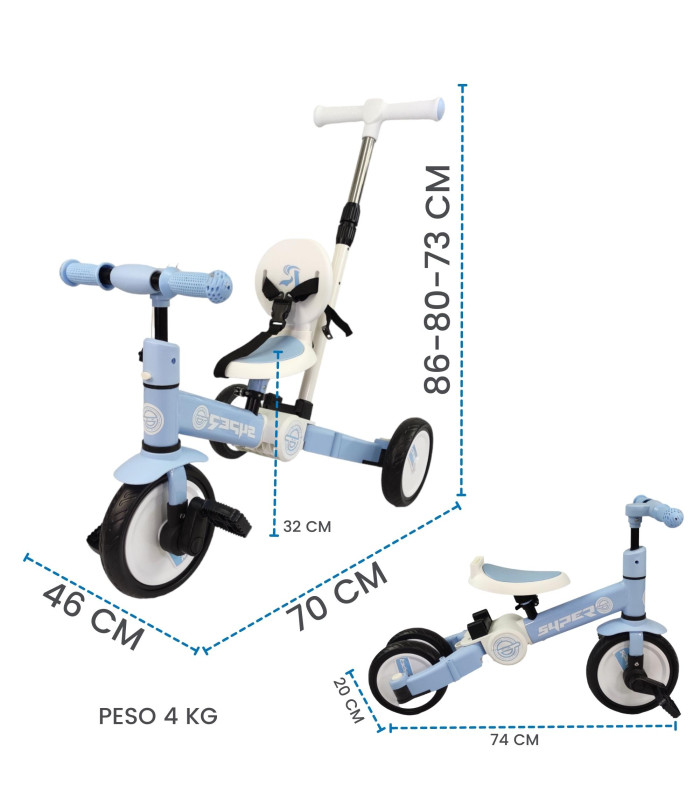 Foto 7 pulgar | Triciclo para Niños 4 en 1 Bicicleta de Equilibrio y Balance