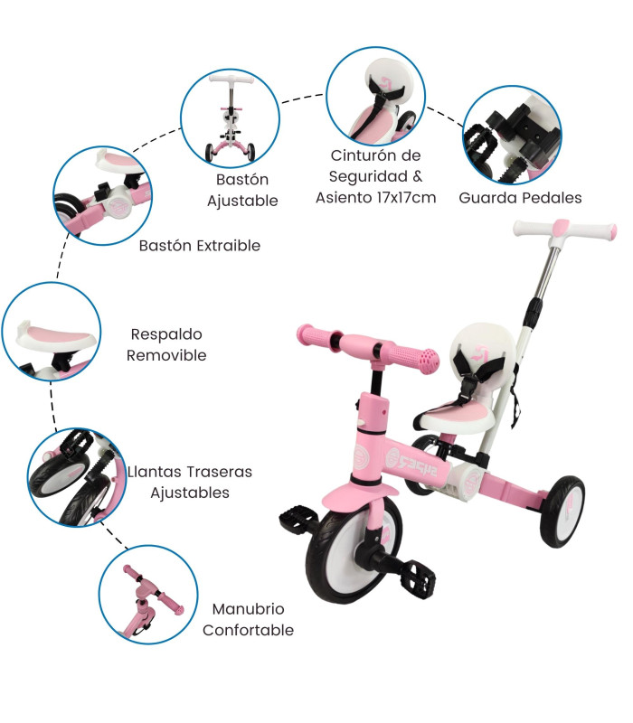 Foto 4 pulgar | Triciclo Para Niños 4 En 1 Bicicleta De Equilibrio Y Balance