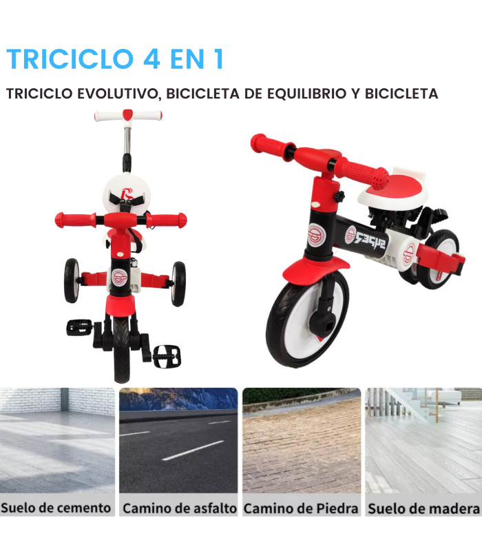 Foto 6 pulgar | Triciclo Para Niños 4 En 1 Bicicleta De Equilibrio Y Balance