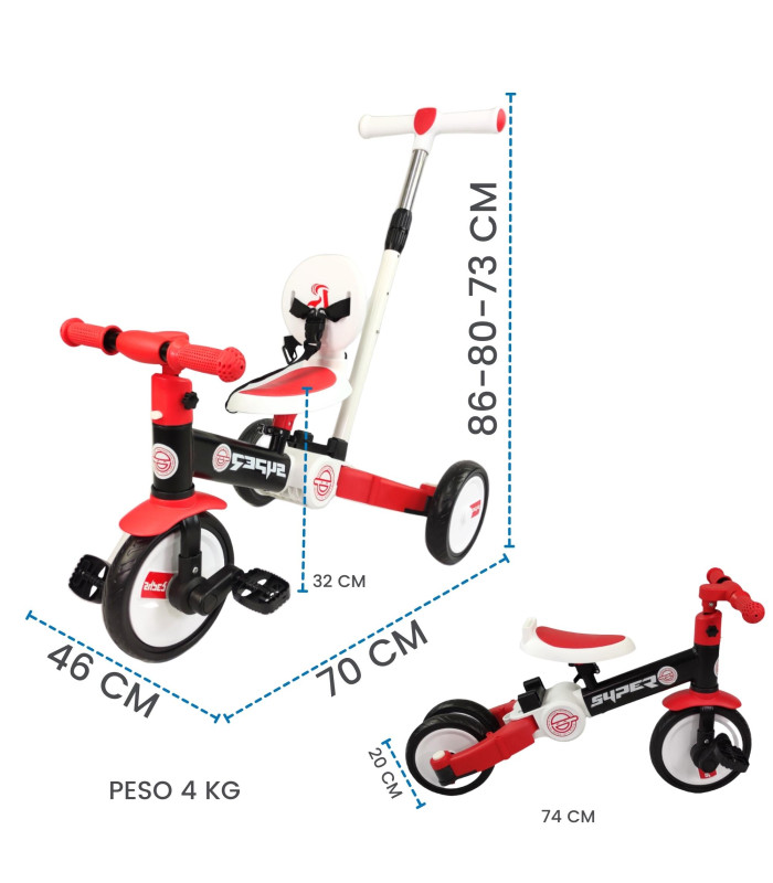 Foto 7 pulgar | Triciclo Para Niños 4 En 1 Bicicleta De Equilibrio Y Balance