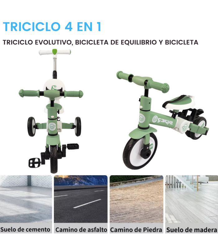 Foto 6 pulgar | Triciclo Para Niños 4 En 1 Bicicleta De Equilibrio Y Balance