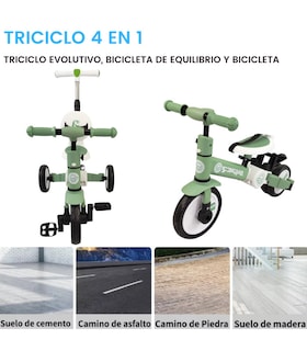 Foto 5 | Triciclo Para Niños 4 En 1 Bicicleta De Equilibrio Y Balance