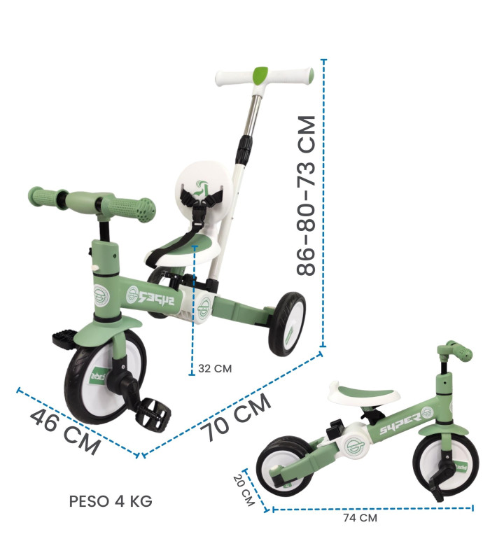 Foto 7 pulgar | Triciclo Para Niños 4 En 1 Bicicleta De Equilibrio Y Balance