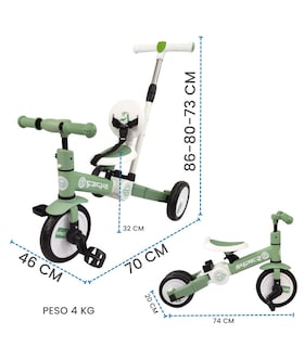 Foto 6 | Triciclo Para Niños 4 En 1 Bicicleta De Equilibrio Y Balance