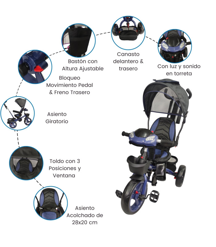Foto 4 pulgar | Triciclo Genérica con Luz y Sonido para Niño