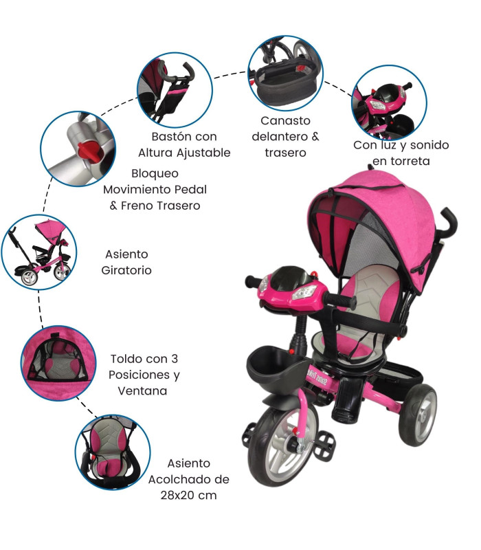 Foto 4 pulgar | Triciclo Genérica con Luz y Sonido para Niña