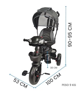 Foto 6 | Triciclo para Niños 7 en 1 con Luz Sonido Asiento Giratorio 360 Negro