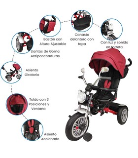 Foto 3 | Triciclo Genérica color Rojo para Niño