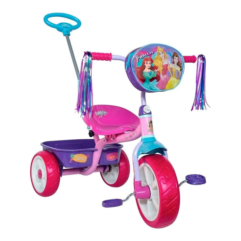 Triciclo Para Niña Apache Barra Empuje Princesas Disney Color Rosa