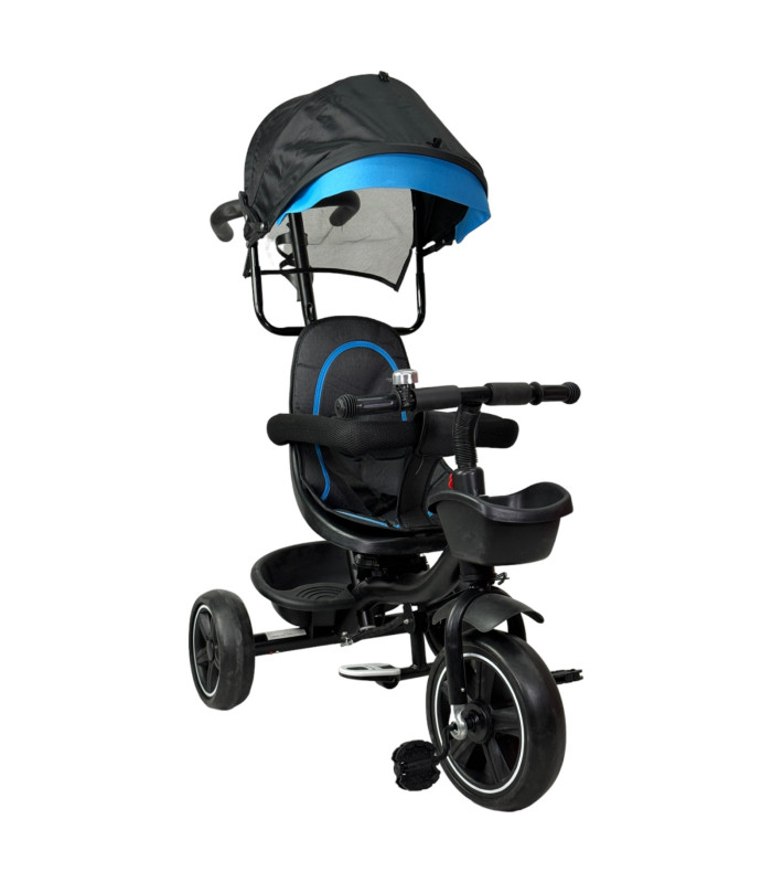Triciclo Para Niños Giratorio 360 Con Empuje, Barra Y Cajuela Azul