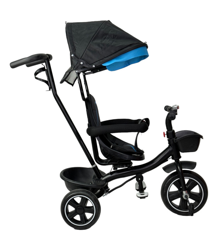 Foto 4 | Triciclo Para Niños Giratorio 360 Con Empuje, Barra Y Cajuela Azul