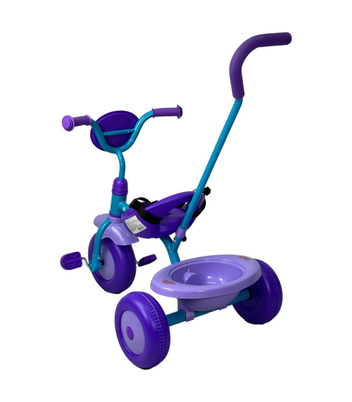 Foto 4 pulgar | Triciclo Para Niños Frozen Bastón con Cinturon 3 Puntos, Canasta Azul