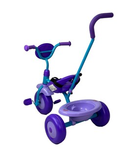 Foto 3 | Triciclo Para Niños Frozen Bastón con Cinturon 3 Puntos, Canasta Azul