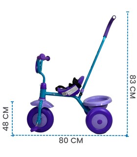 Foto 5 | Triciclo Para Niños Frozen Bastón con Cinturon 3 Puntos, Canasta Azul