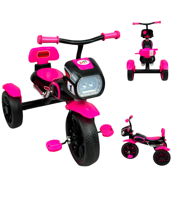 Triciclo para Niños Diseño de Motocicleta Rosa con Luz y Sonido