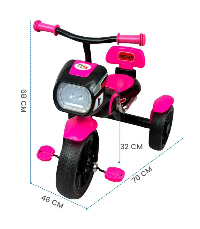 Foto 5 pulgar | Triciclo para Niños Diseño de Motocicleta Rosa con Luz y Sonido