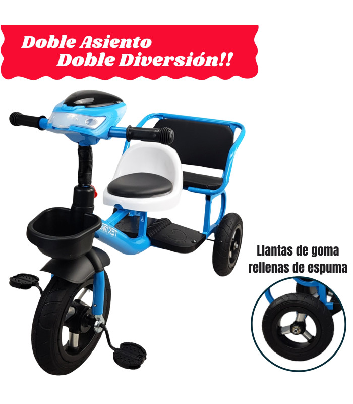 Foto 4 pulgar | Triciclo para Niños Llantas de Goma con Luz y Sonido Azul
