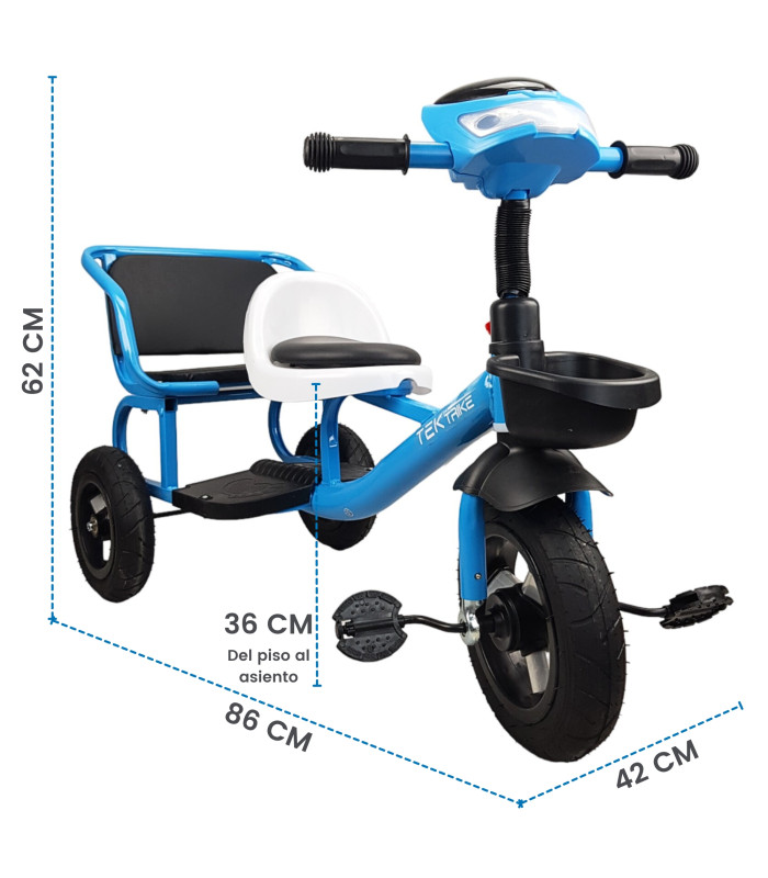 Foto 5 pulgar | Triciclo para Niños Llantas de Goma con Luz y Sonido Azul