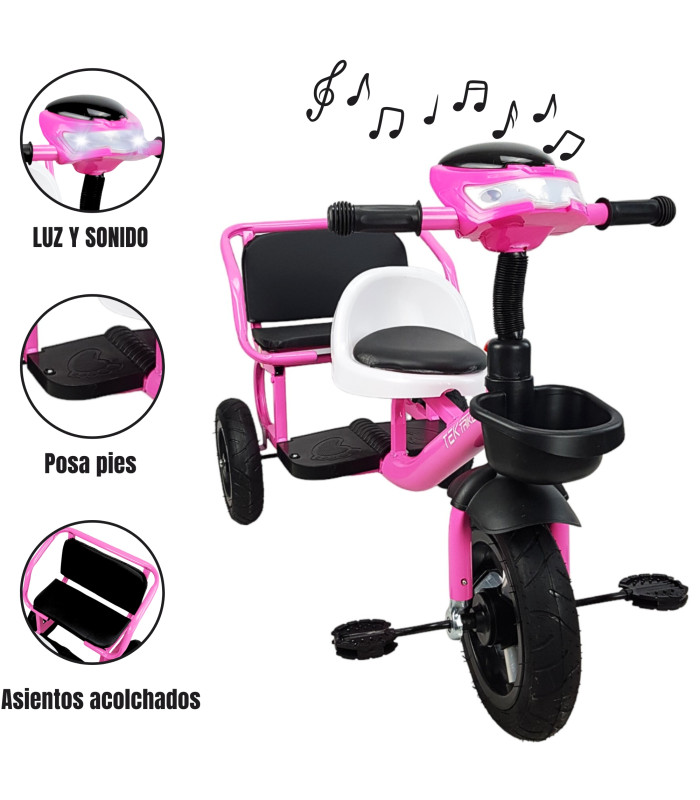 Foto 3 pulgar | Triciclo para Niños Llantas de Goma Rellenas con Luz Y Sonido