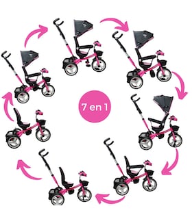 Foto 2 | Triciclo Rosa para Niños 7 en 1 con Asiento Giratorio 360°