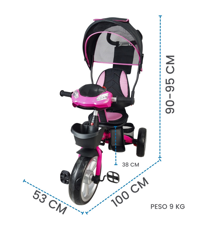 Foto 5 pulgar | Triciclo Rosa para Niños 7 en 1 con Asiento Giratorio 360°