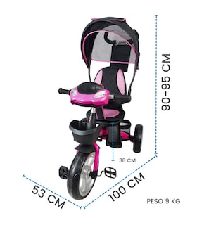 Foto 4 | Triciclo Rosa para Niños 7 en 1 con Asiento Giratorio 360°