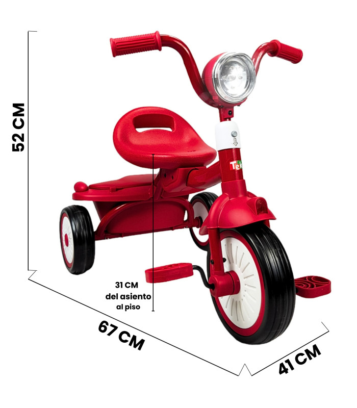 Foto 5 pulgar | Triciclo Rojo con Luz y Sonido Infantil