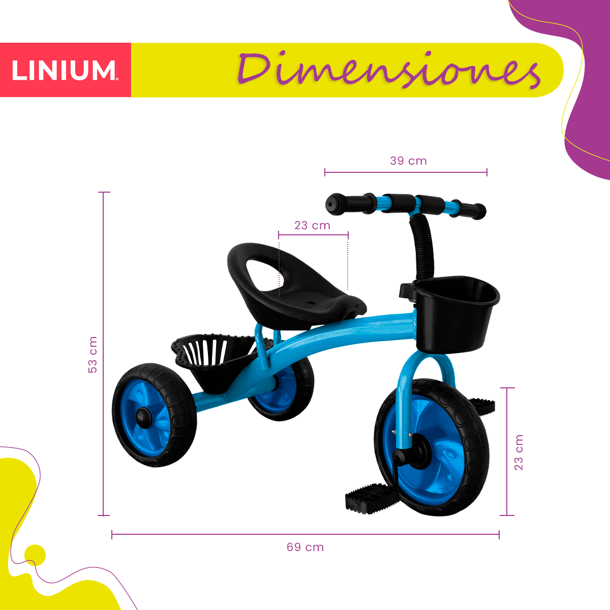 Foto 3 pulgar | Triciclo Bicicleta de Equilibrio Linium Azul 3 En 1 Para Niños