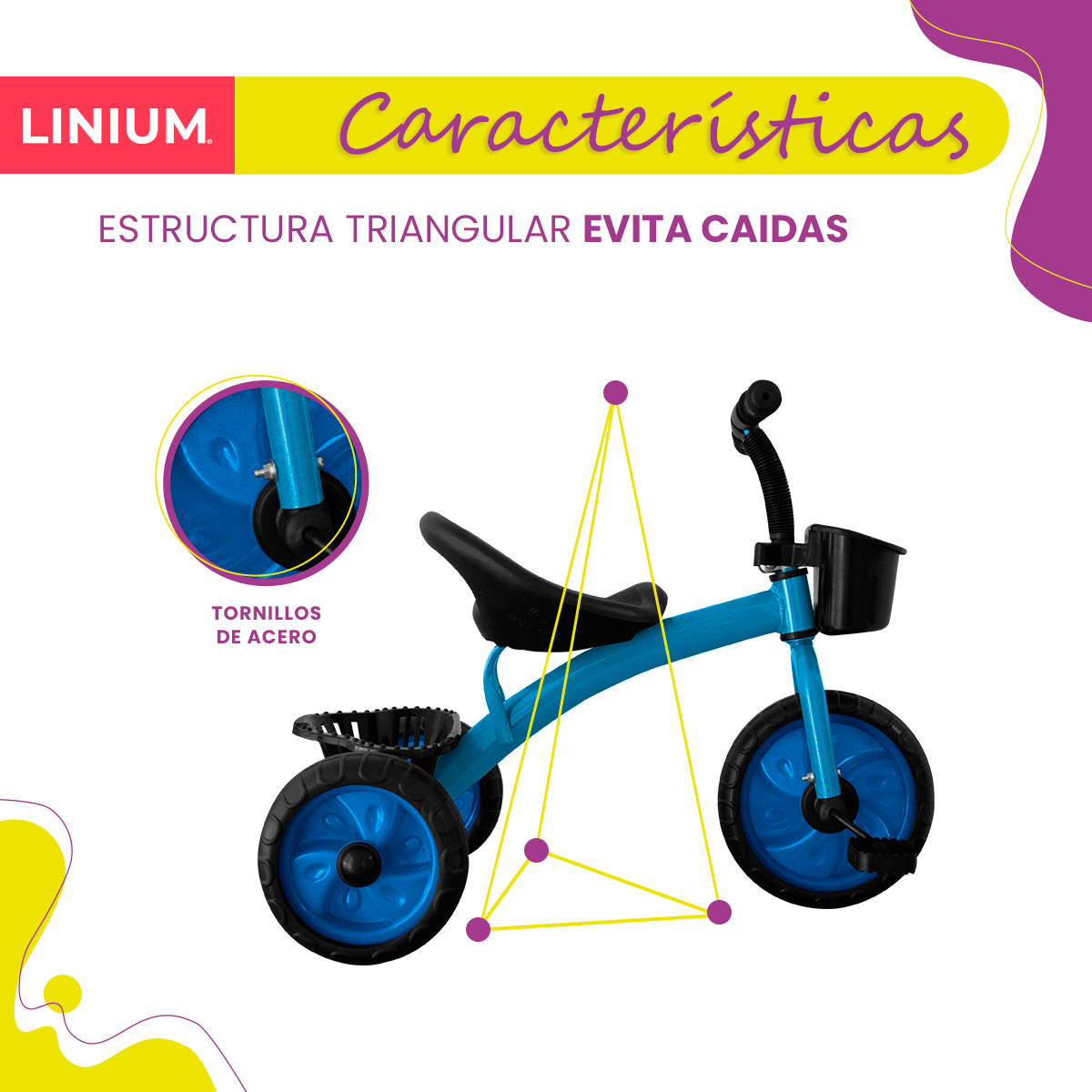 Foto 7 pulgar | Triciclo Bicicleta de Equilibrio Linium Azul 3 En 1 Para Niños