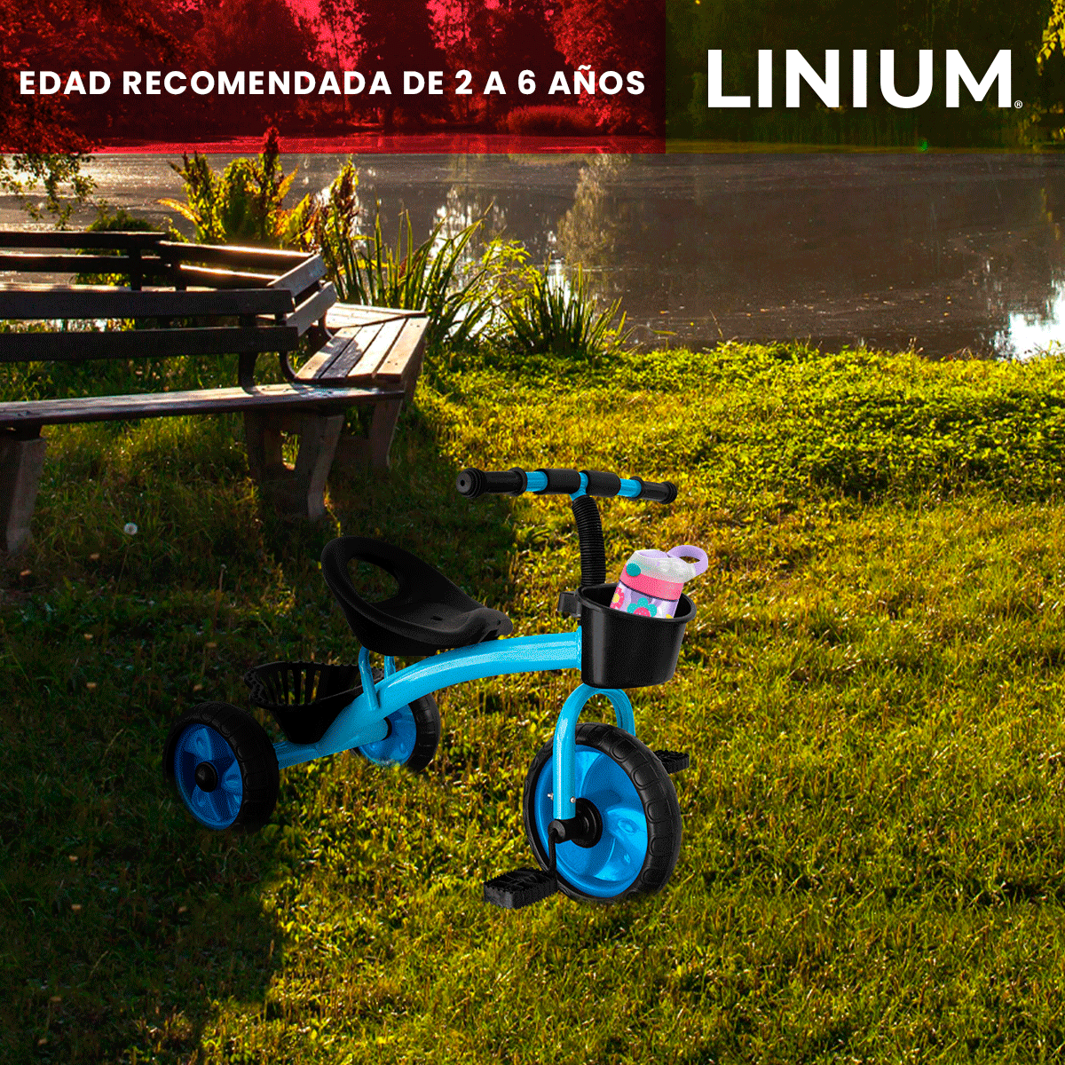 Foto 9 pulgar | Triciclo Bicicleta de Equilibrio Linium Azul 3 En 1 Para Niños
