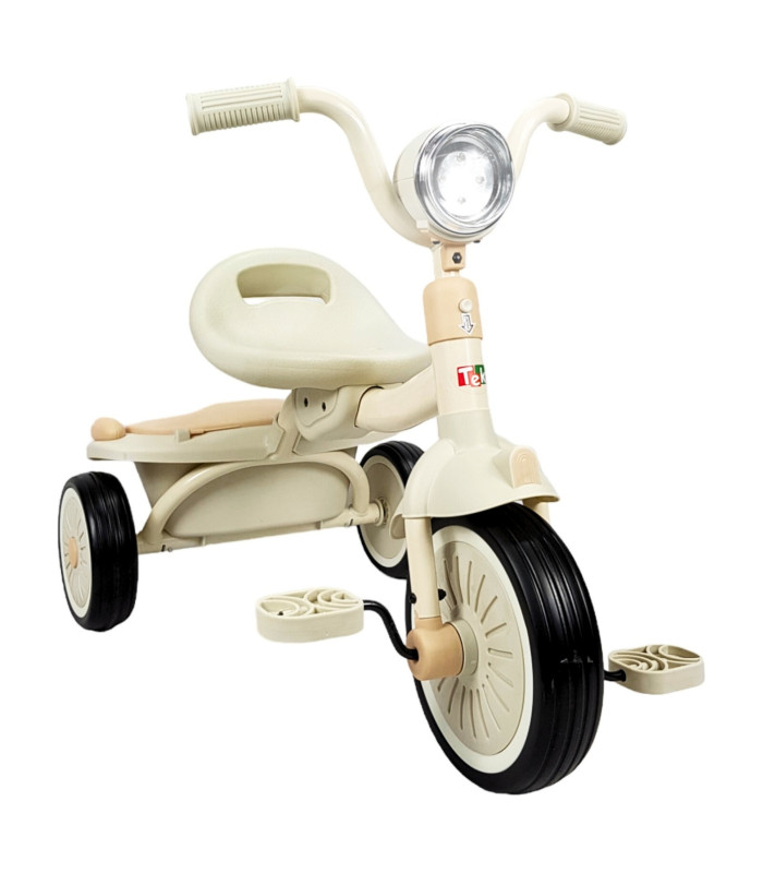 Triciclo Plegable con Luz y Sonido Beige para Niños