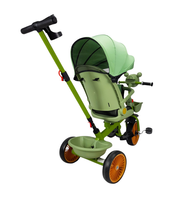 Foto 6 pulgar | Triciclo Verde para Niños con Asiento Giratorio Bastón Luz y Sonido