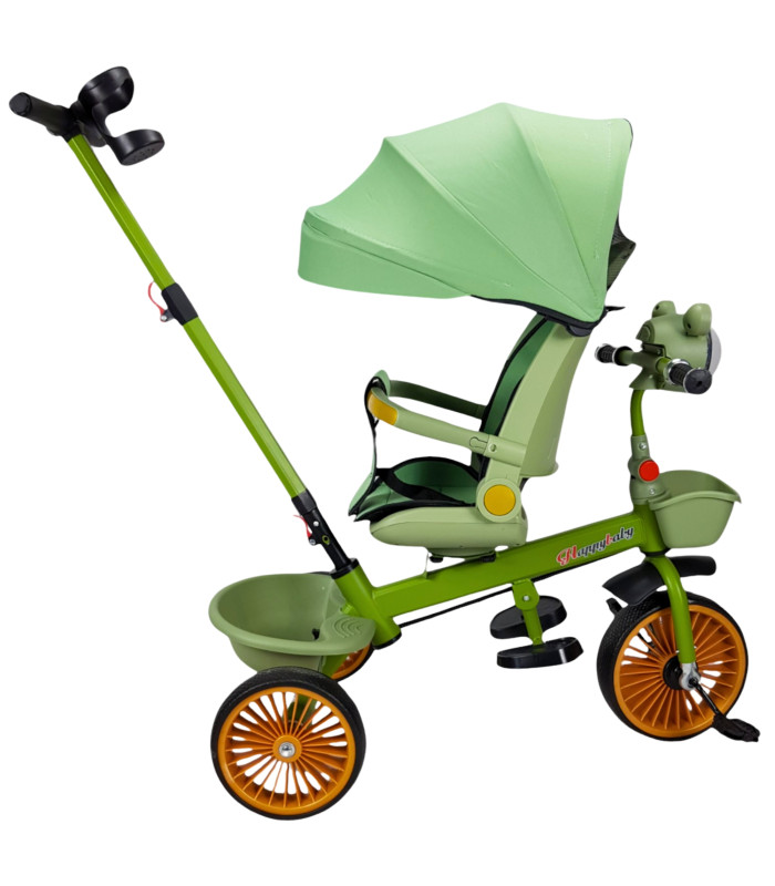 Foto 7 pulgar | Triciclo Verde para Niños con Asiento Giratorio Bastón Luz y Sonido