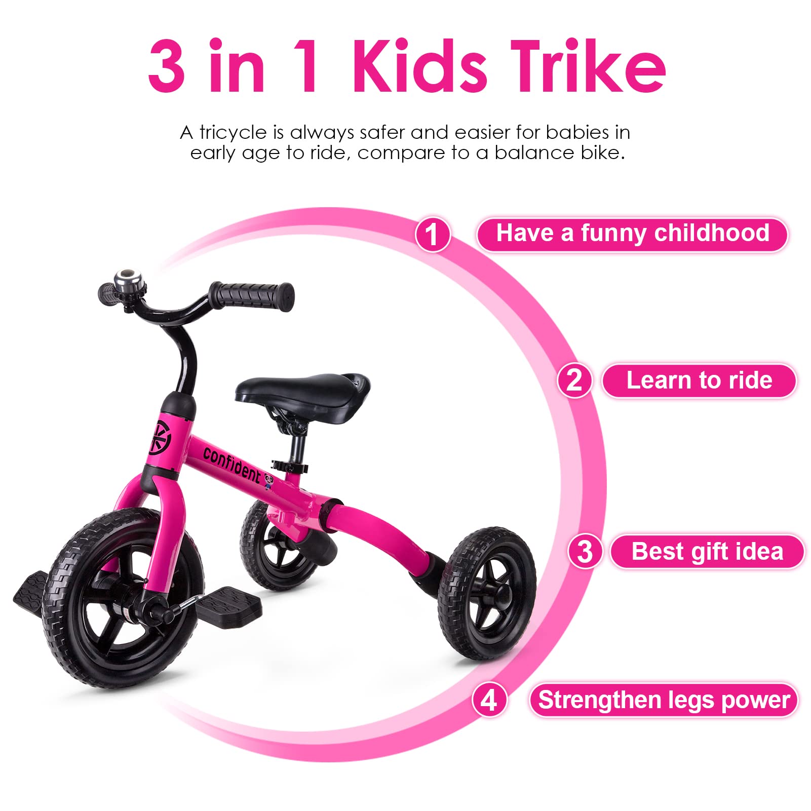 Foto 4 pulgar | Bicicleta De Equilibrio Plegable Tricycle Ygjt 3 En 1 Para Niños De 2 A 5 Años, Rosa - Venta Internacional.