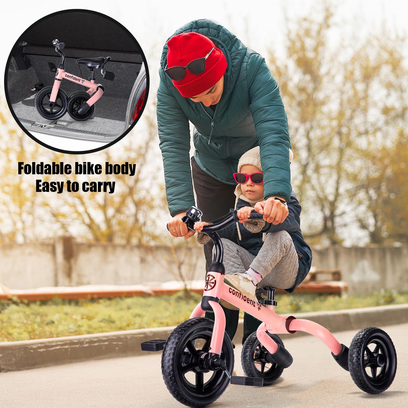 Foto 3 pulgar | Bicicleta De Equilibrio Plegable Tricycle Ygjt 3 En 1 Para Niños De 2 A 5 Años, Rosa - Venta Internacional.