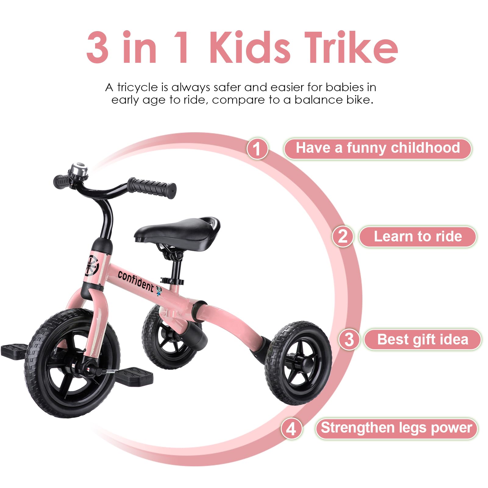 Foto 4 pulgar | Bicicleta De Equilibrio Plegable Tricycle Ygjt 3 En 1 Para Niños De 2 A 5 Años, Rosa - Venta Internacional.