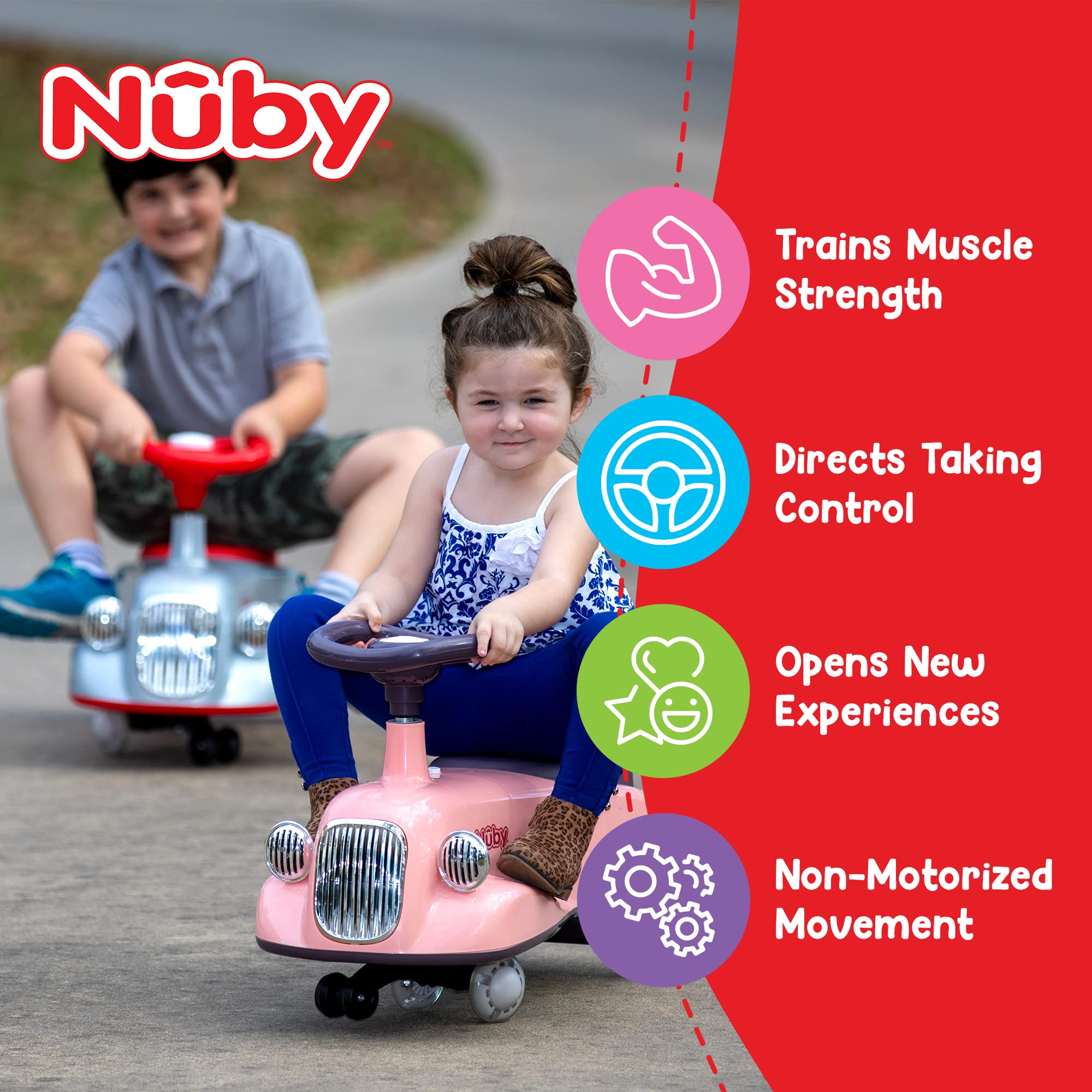 Foto 5 | Ride On Car Nuby Twist N Ride Classic Con Luces Durante Más De 3 Años - Venta Internacional.