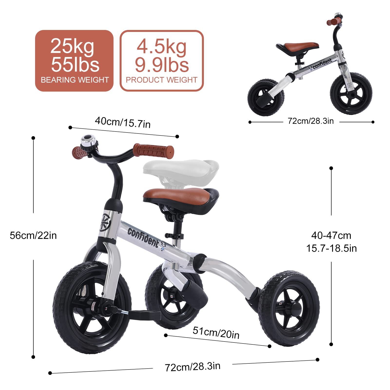 Foto 8 pulgar | Bicicleta De Equilibrio Plegable Tricycle Ygjt 3 En 1 Para Niños De 2 A 5 Años - Venta Internacional.