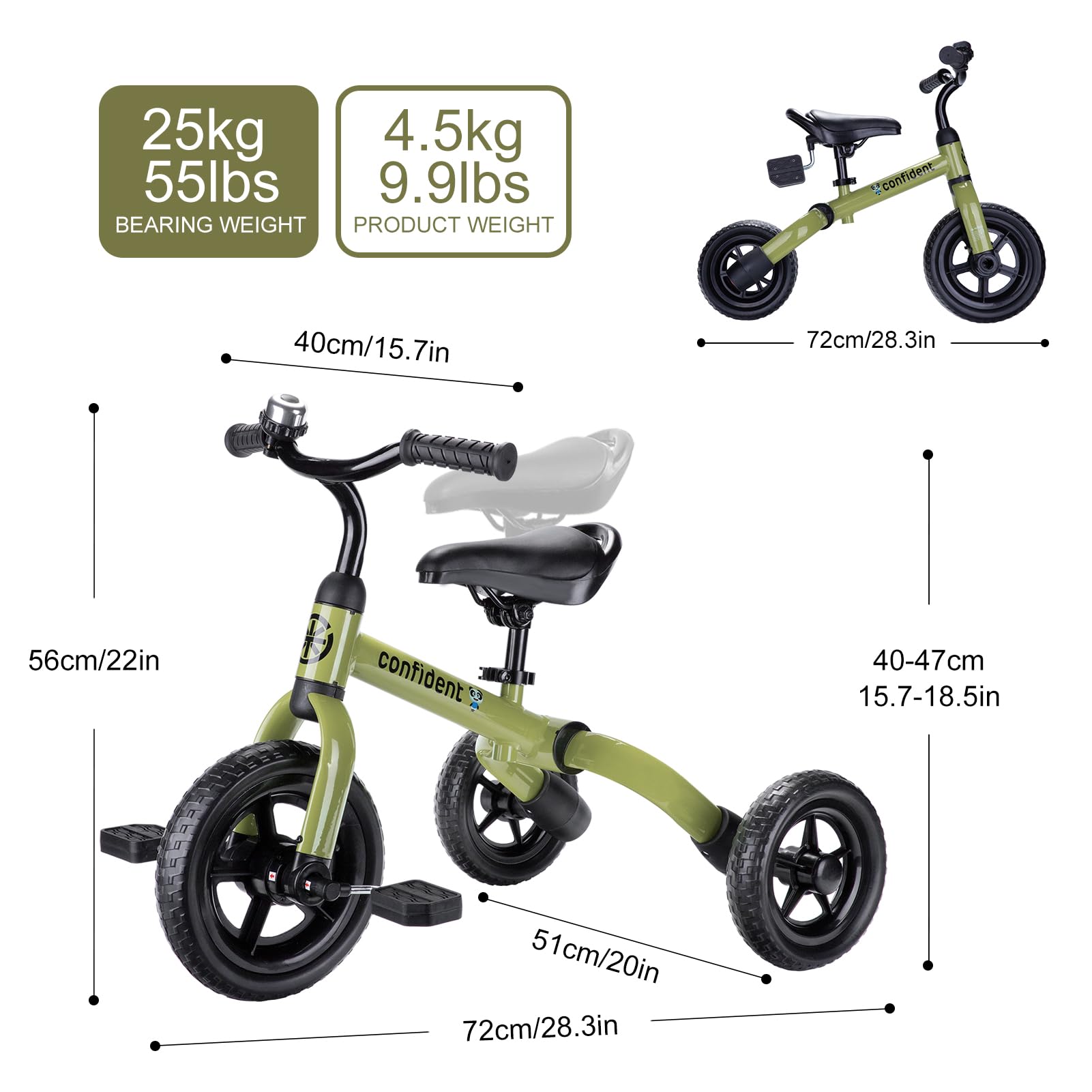 Foto 8 pulgar | Bicicleta De Equilibrio Plegable Tricycle Ygjt 3 En 1 Para Niños De 2 A 5 Años - Venta Internacional.