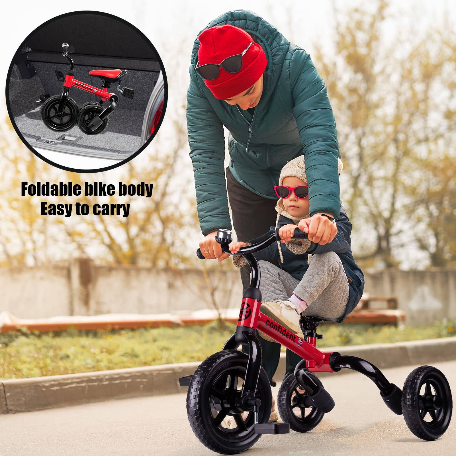 Foto 3 pulgar | Bicicleta de Equilibrio Plegable Tricycle Ygjt 3 en 1 Roja para Niños - Venta Internacional
