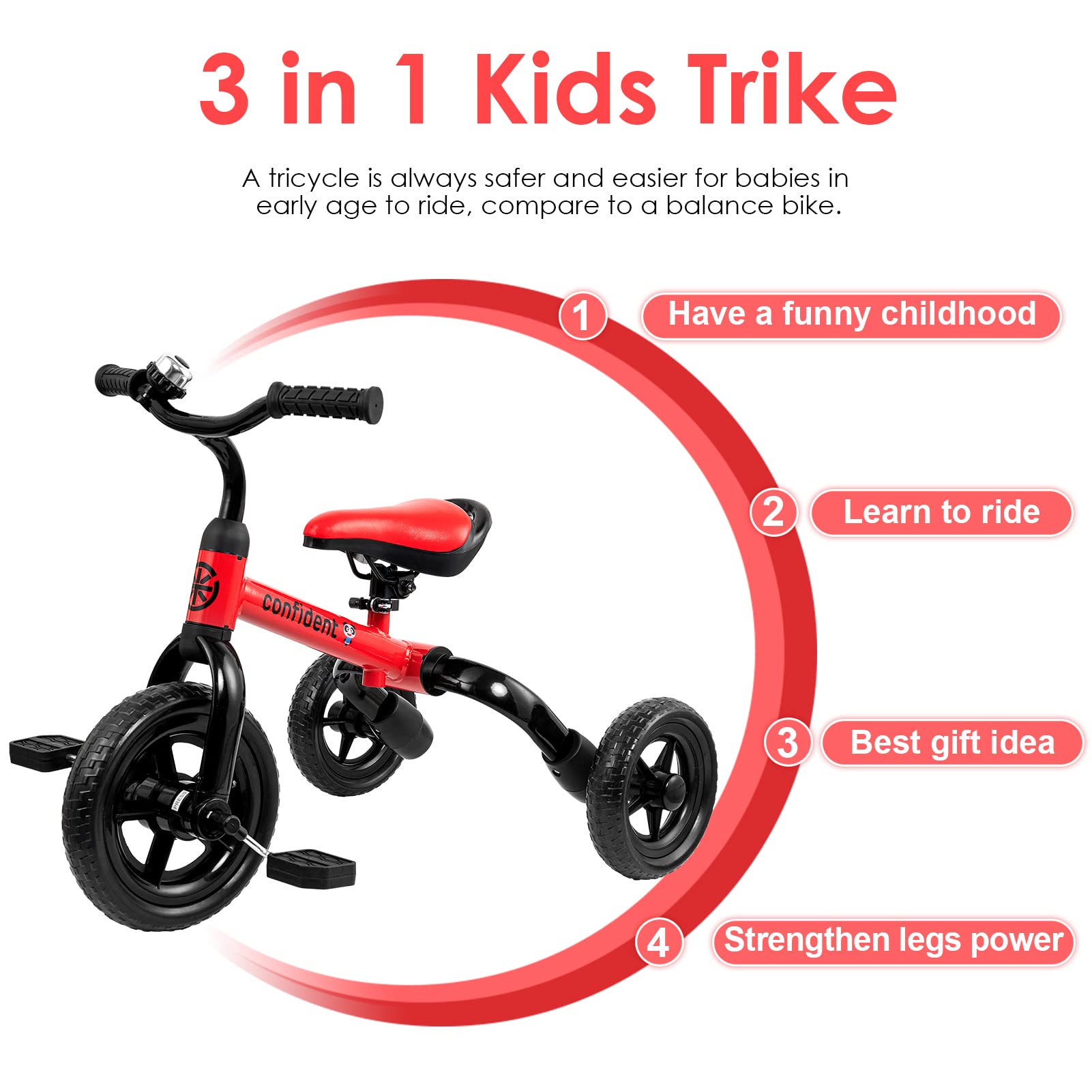 Foto 4 pulgar | Bicicleta de Equilibrio Plegable Tricycle Ygjt 3 en 1 Roja para Niños - Venta Internacional