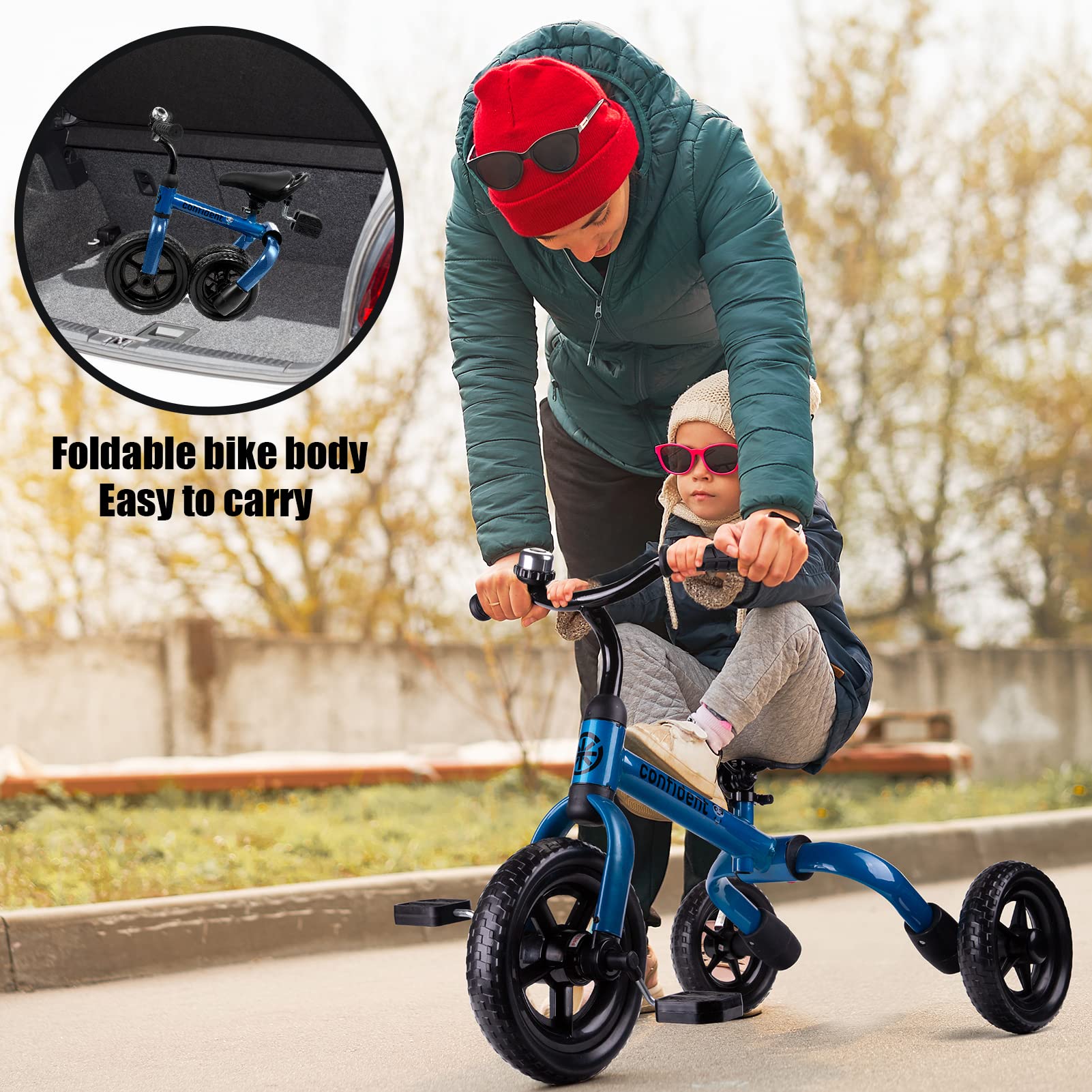 Foto 3 pulgar | Triciclo Ygjt 3 en 1 Plegable Azul para Niños - Venta Internacional