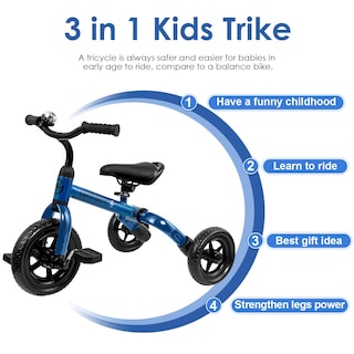 Foto 3 | Triciclo Ygjt 3 en 1 Plegable Azul para Niños - Venta Internacional