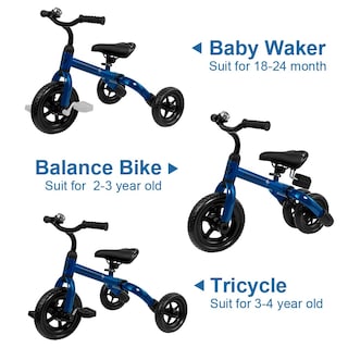 Foto 4 | Triciclo Ygjt 3 en 1 Plegable Azul para Niños - Venta Internacional