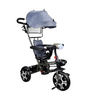 Foto 1 | Triciclo Evolutivo para Niños con Asiento Giratorio 360 Luz Capota - Gris