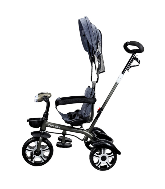 Foto 8 pulgar | Triciclo Evolutivo para Niños con Asiento Giratorio 360 Luz Capota - Gris