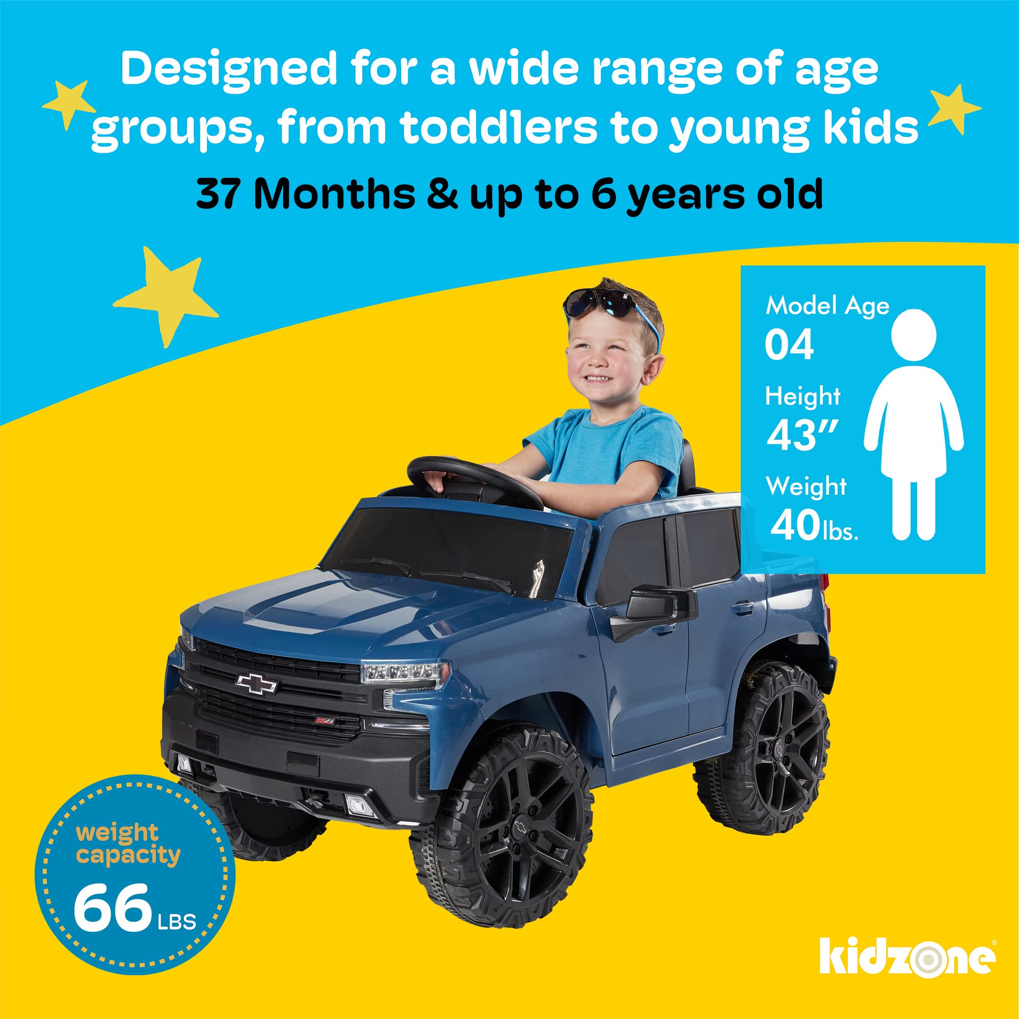 Foto 6 pulgar | Coche De Paseo Kidzone Chevrolet Silverado Trail Boss 12v - Venta Internacional.